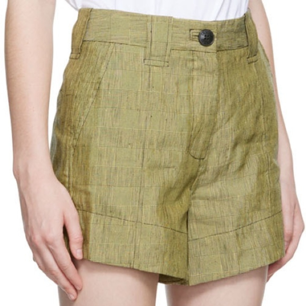 Ganni yellow linen shorts, Size EU 36/US 28